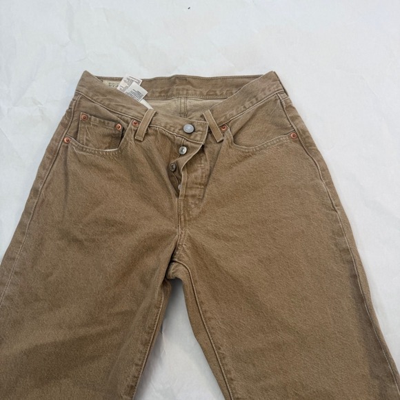 Levis Premium Fresh Produce Lemon Tag 501 Tan Brown Denim Jeans 25x30 Button Fly - Picture 2 of 9